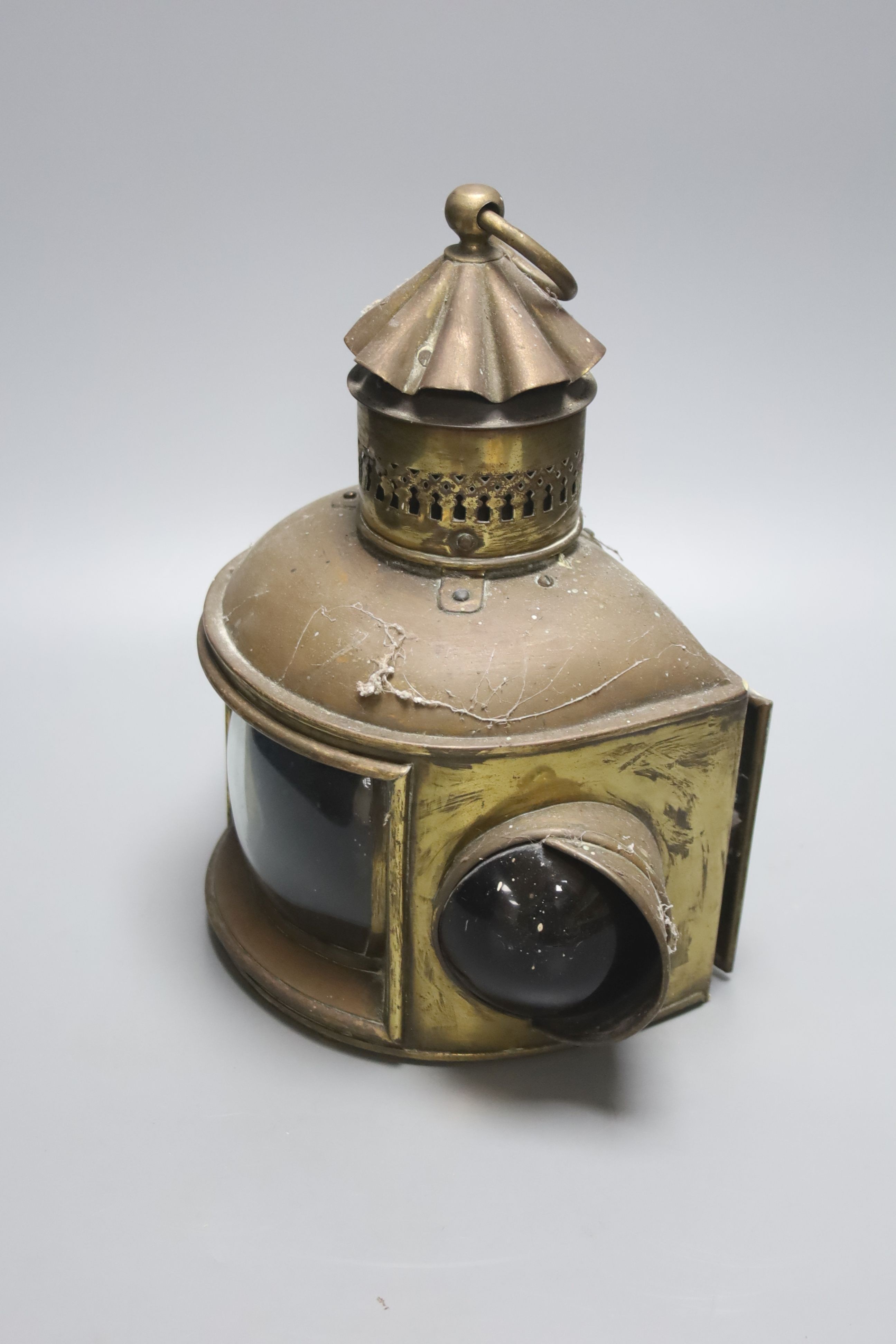 A Victorian copper and brass ship's lantern, 30 cm high